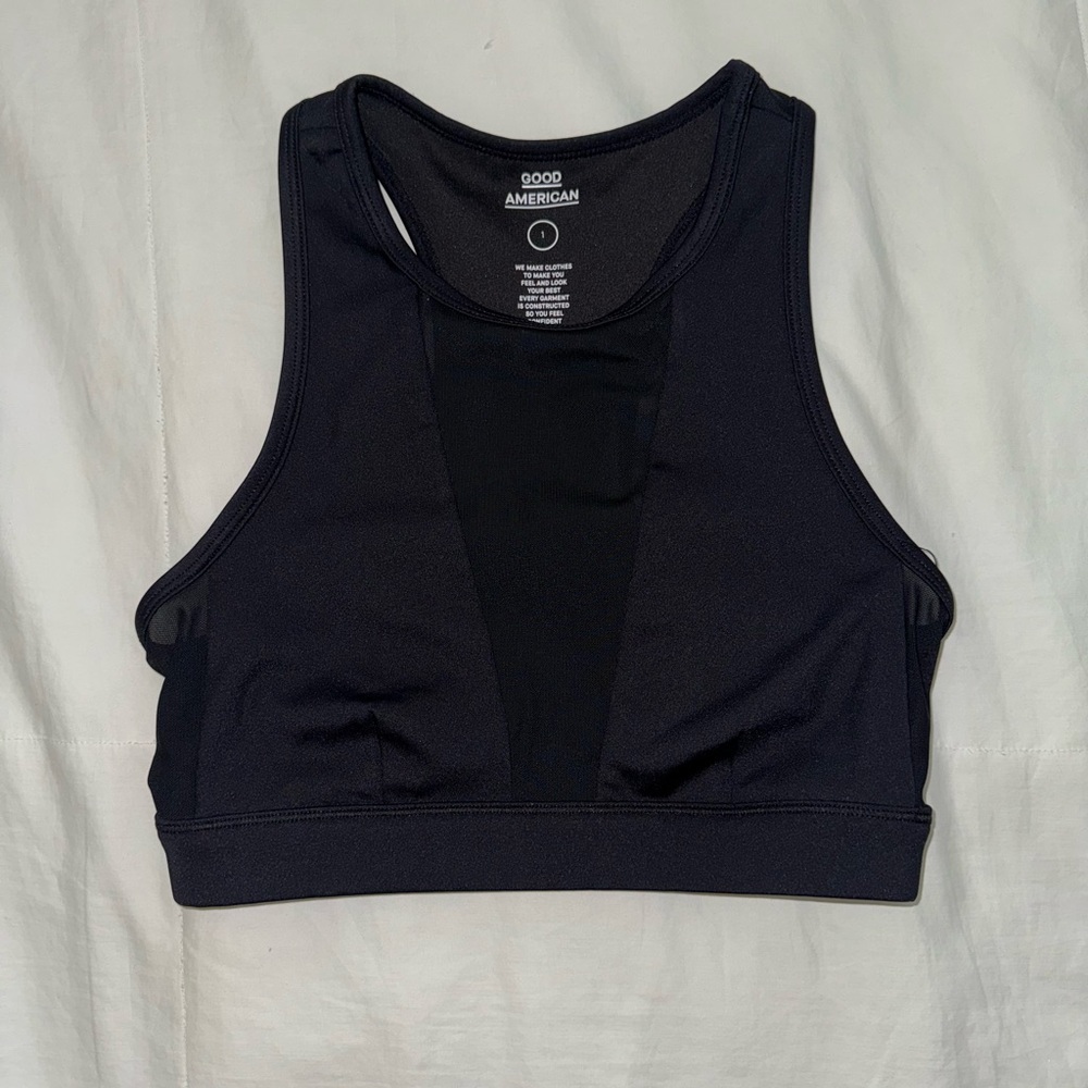 Good American Midnight Black Sports Bra - Picture 1 of 2